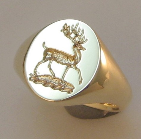 Stagg Rampant Seal Engraved Crest Signet Ring